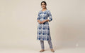 Soft Cotton Blue Floral Printed Dress Material Set – Top & Bottom Fabric | 44" Width