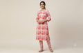 Soft Cotton Floral Print Dress Material Set – White & Coral Red | Top &aBottom Fabric
