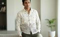 Men's Off-White Cotton Floral Printed Full Sleeve Casual Shirt
