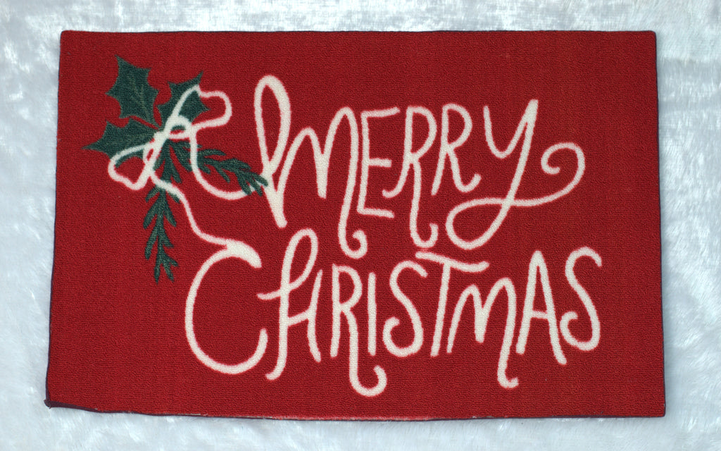 Merry Christmas Festive Door Mat – Red Holiday Welcome Mat for Home Entrance - View 2 - Nushio
